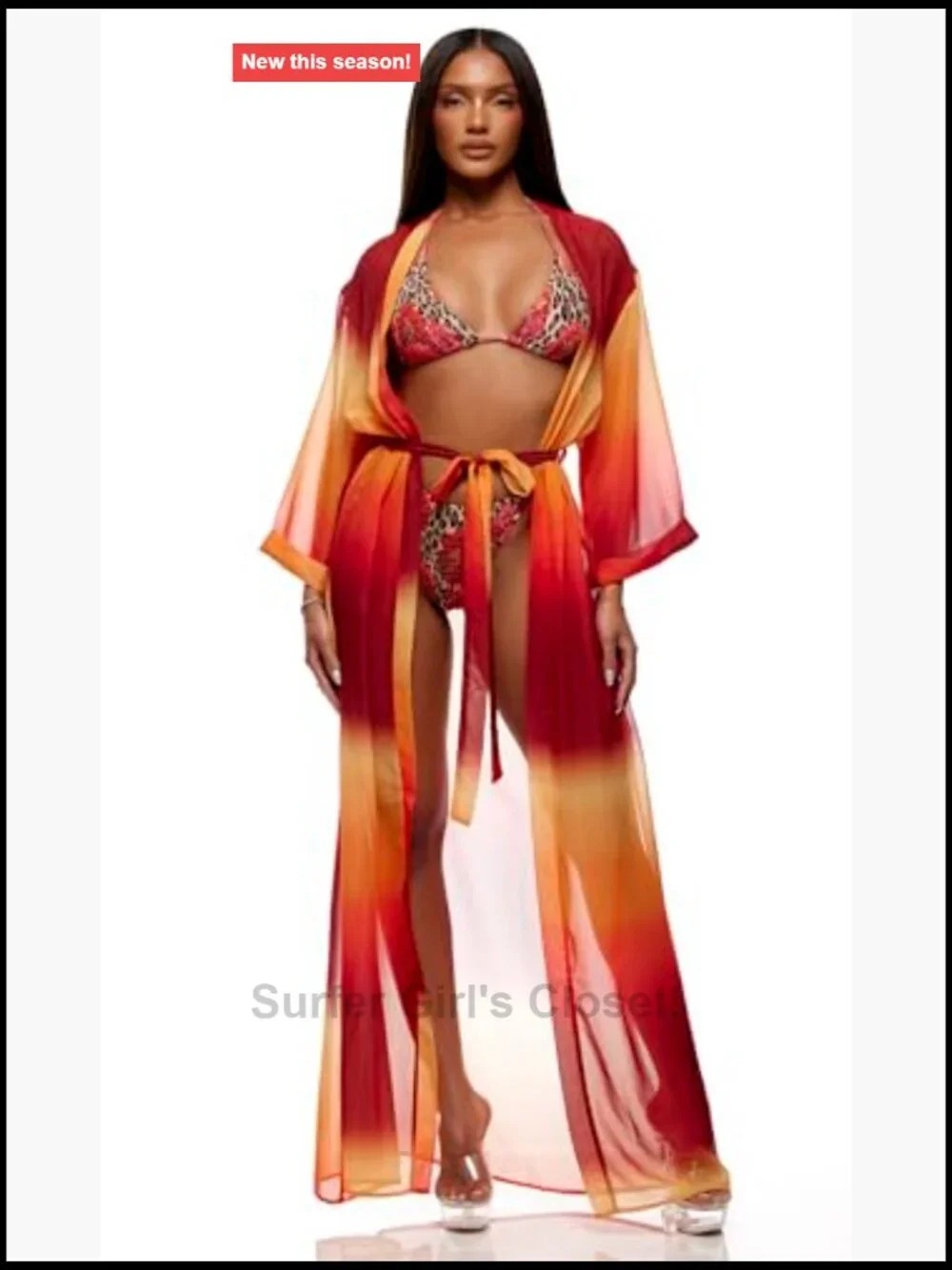 Polyester Mesh Pool Kimono Swim Cover Up Relaxed Fit